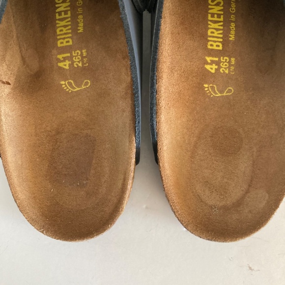 Birkenstock Boston Clogs EU41 Gray Patent Leather Cork Footbed Slip-On Germany - Picture 7 of 16